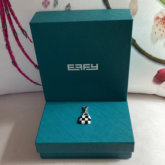 ❤️ NWOT - EFFY Black & White Checked Handbag Silvertone Hanging Charm* ❤️ - Picture 4 of 8